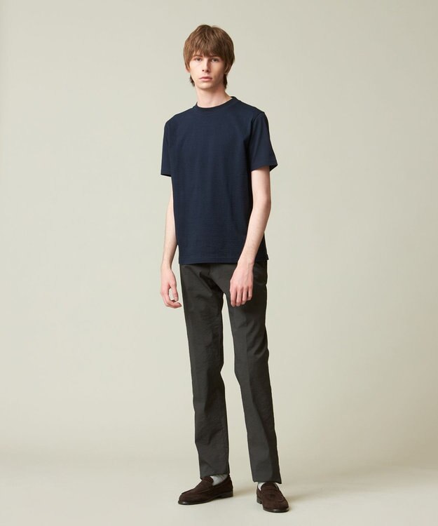 J.PRESS MEN 【ビジネス対応】【吸湿速乾】【J.PRESS PREMIUM JERSEY】 シアサッカー Tシャツ ネイビー系