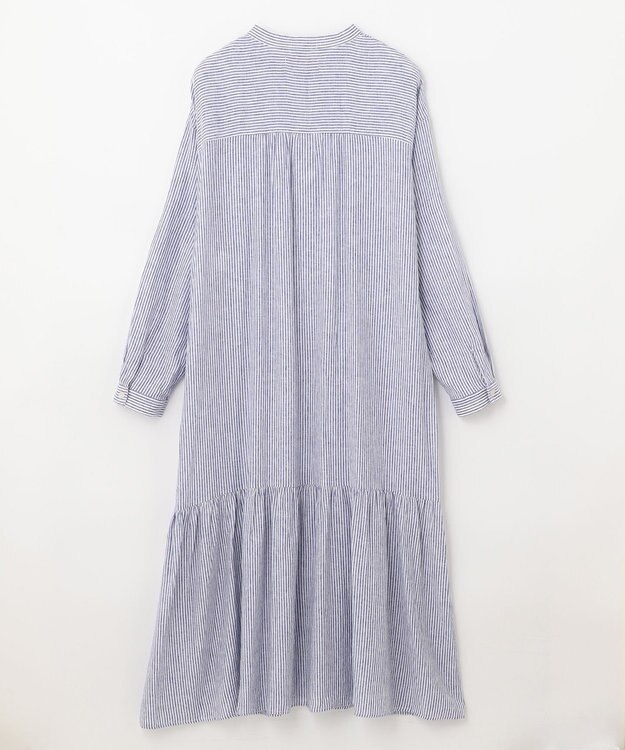 ANY 【洗える】ライトリネンクロス ワンピース ブルーストライプ