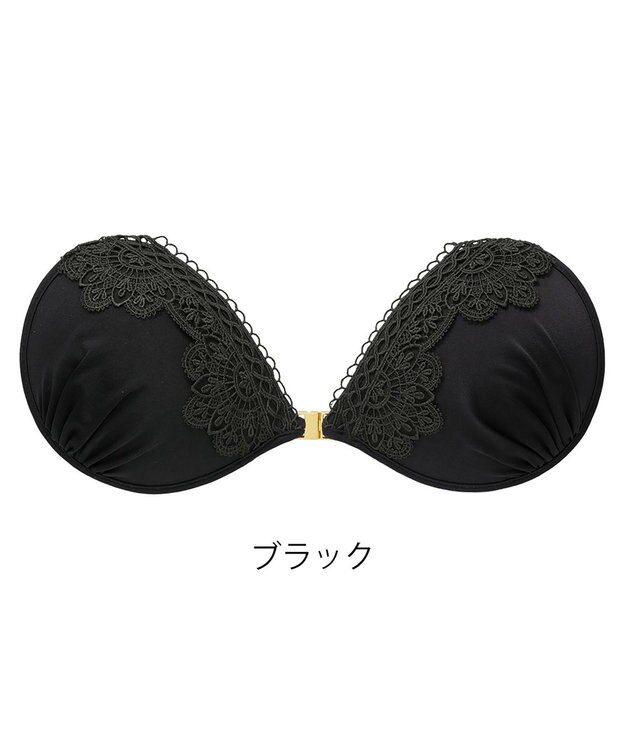 BRADELIS New York 【NuBra / ボリュームアップ】パテッドヌーブラ ノクターンレース  蒸れにくい バックレス コレクション デザインヌーブラ 正規品 ブラック