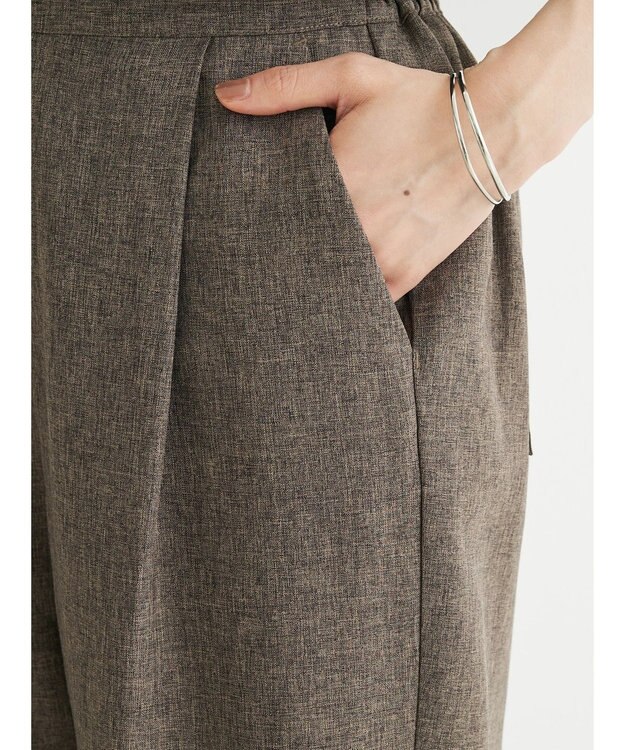 Green Parks 麻調ストレートパンツ Brown