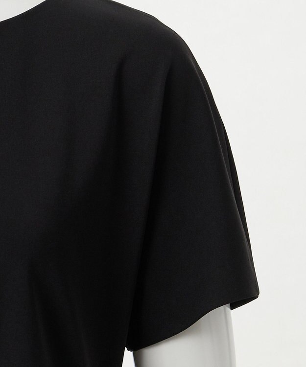 23区 L 【エステータ】トリアセストレッチクロス タック ブラウス ブラック系