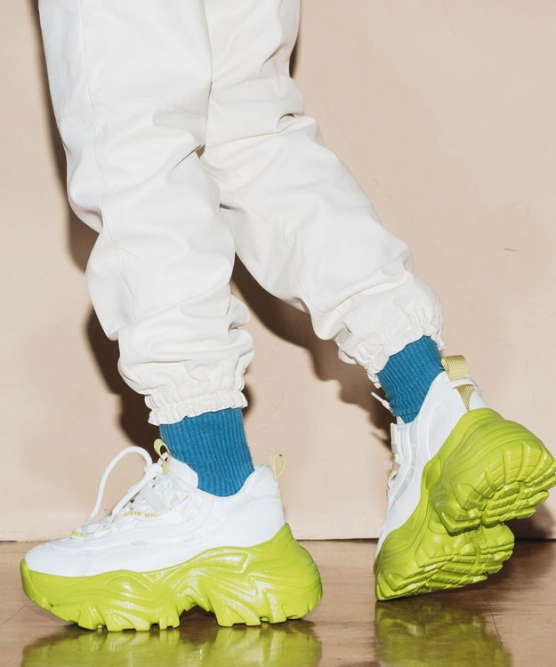 STEVE MADDEN RECOUPE 厚底ボリュームスニーカー ホワイトライム