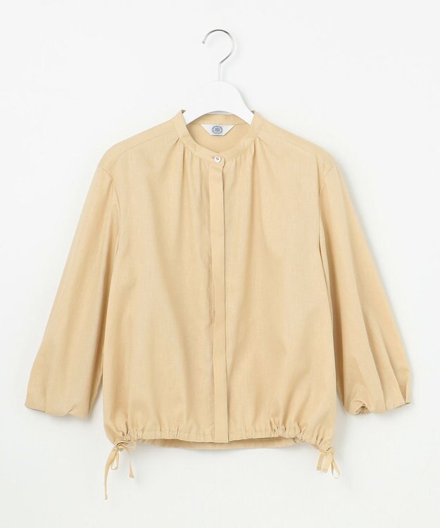 J.PRESS LADIES 【洗える・接触冷感・吸水速乾】麻SOLID バンドカラー シャツ ブラウス イエロー系