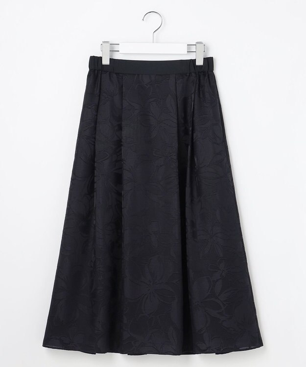 自由区 L 【17号サイズまで展開・セットアップ対応】フラワーオパールプリント スカート ネイビー