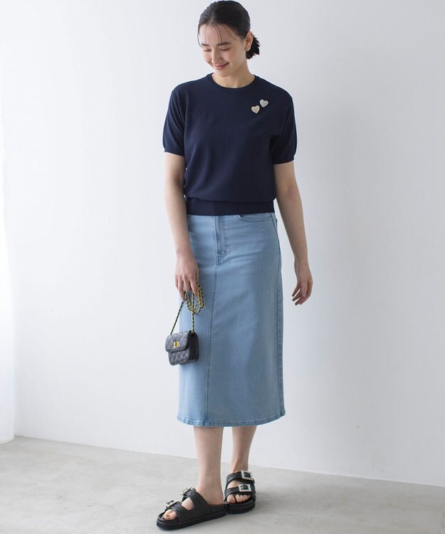 組曲 L カノコニットＴシャツ ネイビー系