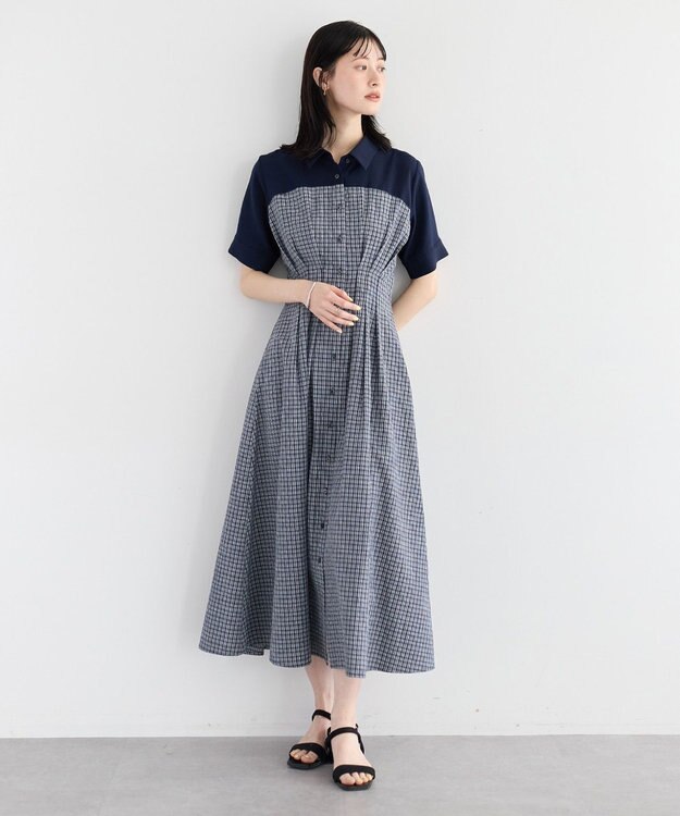 YECCA VECCA ハーフスリーブベアドッキングワンピース Check