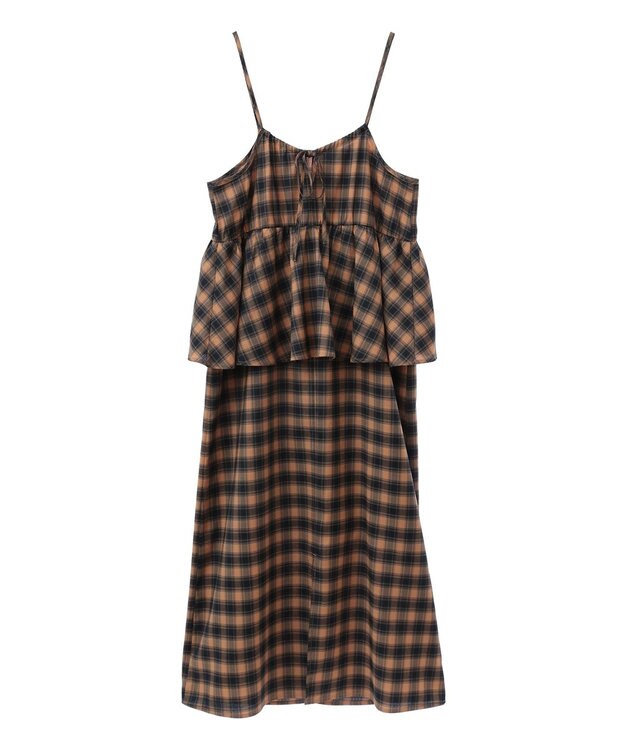 Green Parks チェックペプラムキャミワンピース Orange