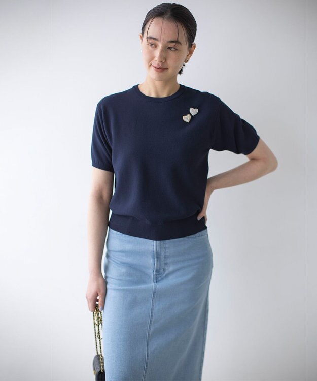 組曲 L カノコニットＴシャツ ネイビー系