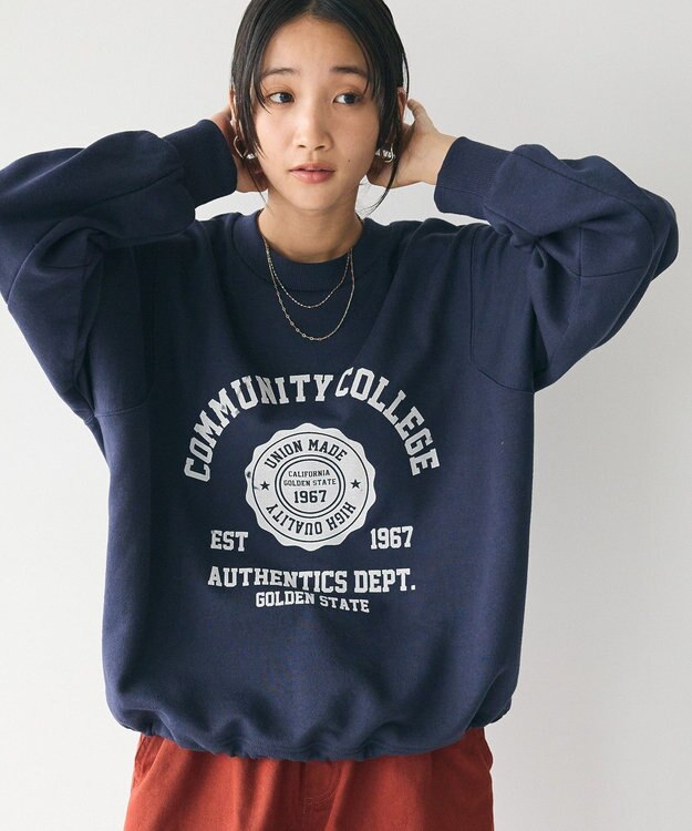 CRAFT STANDARD BOUTIQUE カレッジプリントプルオーバー Navy