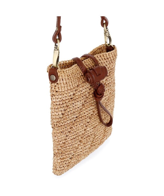 IBIZA ラフィア　スマートフォンポシェット 濃茶