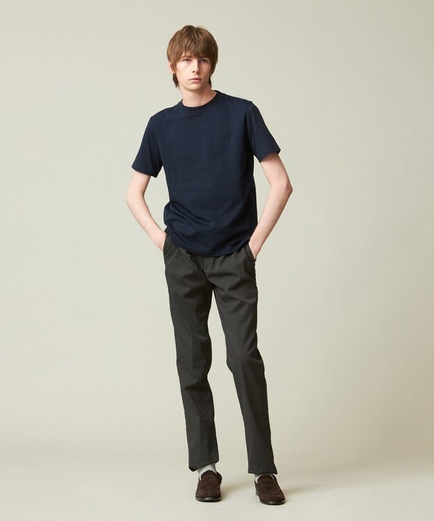 J.PRESS MEN 【ビジネス対応】【吸湿速乾】【J.PRESS PREMIUM JERSEY】 シアサッカー Tシャツ ネイビー系