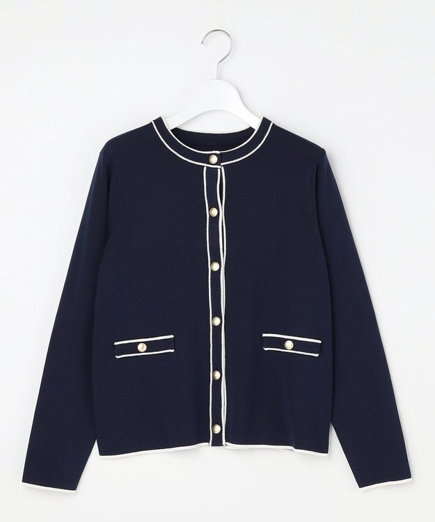 ANY SIS S 【花粉対策】ラインポイント カーディガン ネイビー