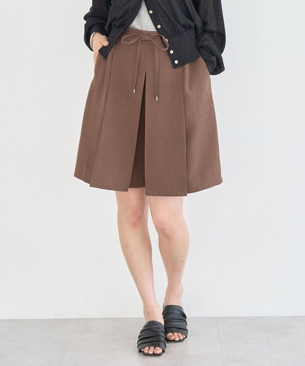 earth music&ecology 【セットアップ対応】ウエストリボンバミューダパンツ Brown