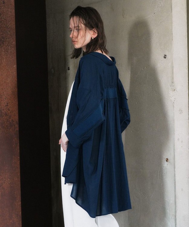 YECCA VECCA リブMIXシアーオーバーシャツ Dark Green