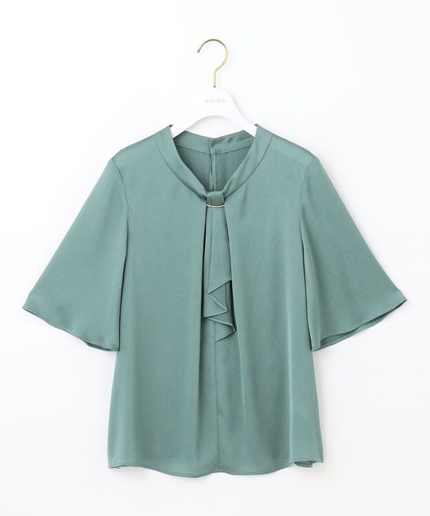 ANY SIS 【洗える】メタルパーツボウタイ ブラウス 【WEB・一部店舗限定】スモーキーグリーン