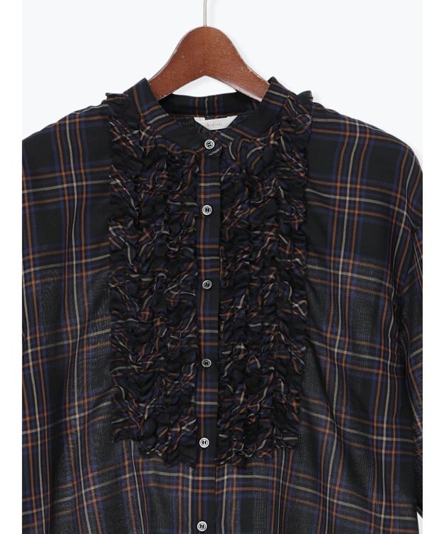 Te chichi チェックフリルブラウス ネイビー