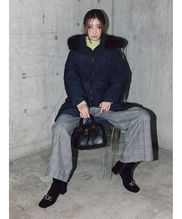Te chichi 【宮本茉由着用】フードロングダウンコート ネイビー