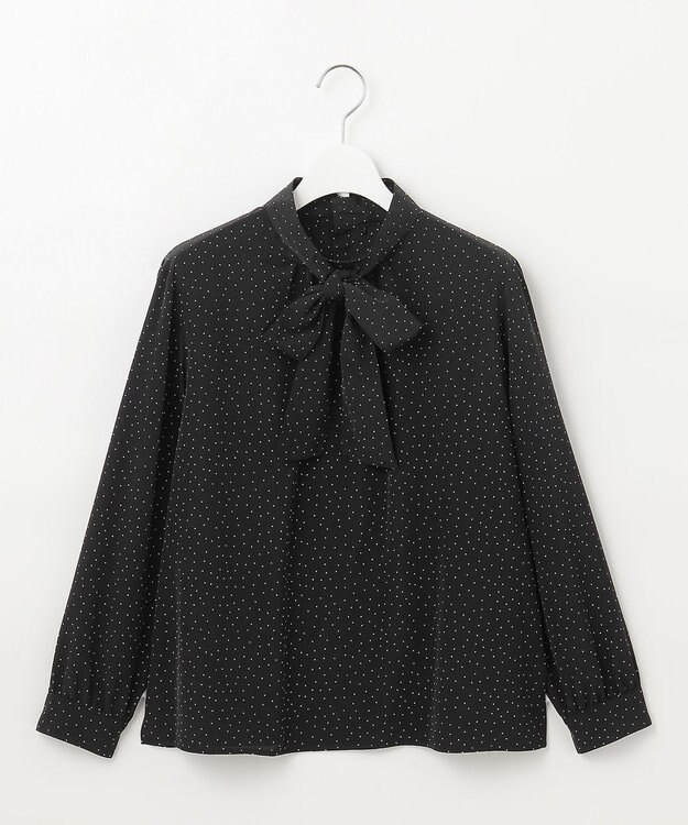 J.PRESS LADIES 【洗える】フェミニッシュパウダー dots ボウタイ ブラウス ブラック系5