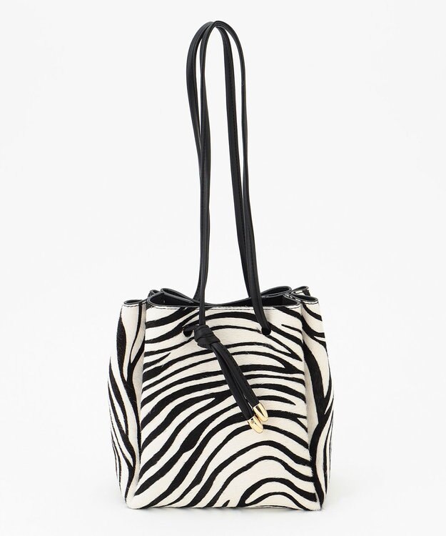 23区 【CLASSY.12月号掲載】カウヘアー ミニ巾着 バッグ ゼブラプリント