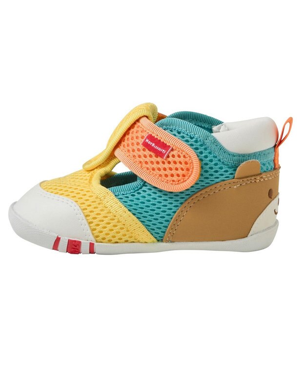 MIKI HOUSE HOT BISCUITS 【11.5-13.5cm】かかと顔 メッシュ ファーストベビーシューズ 黄