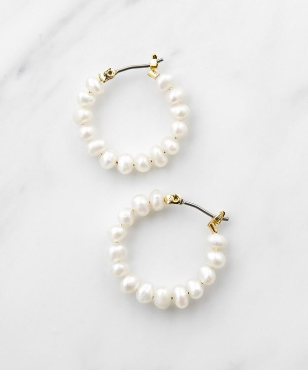TOCCA PEARL HOOP PIERCED EARRINGS 淡水バロックパール ピアス ゴールド系