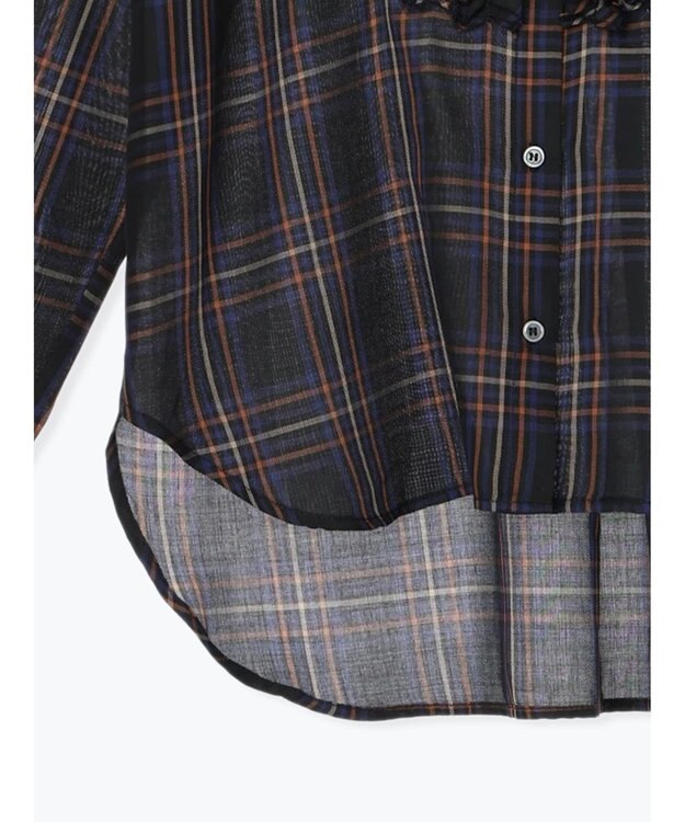 Te chichi チェックフリルブラウス ネイビー