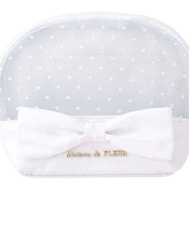 Maison de FLEUR ドットチュールラウンドポーチ Off White