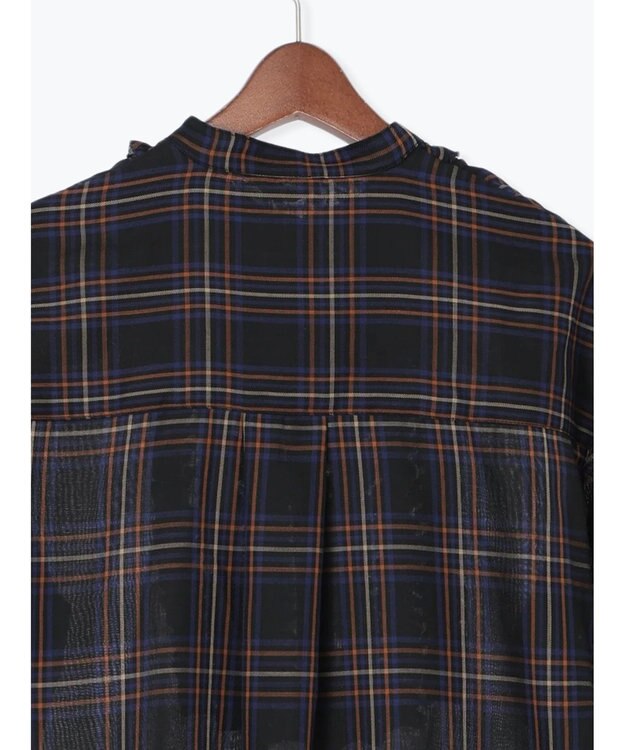 Te chichi チェックフリルブラウス ネイビー