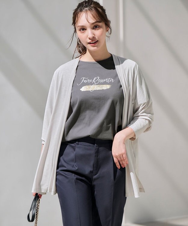 ANY SIS 箔プリントロゴ Tシャツ スレート×ロゴ