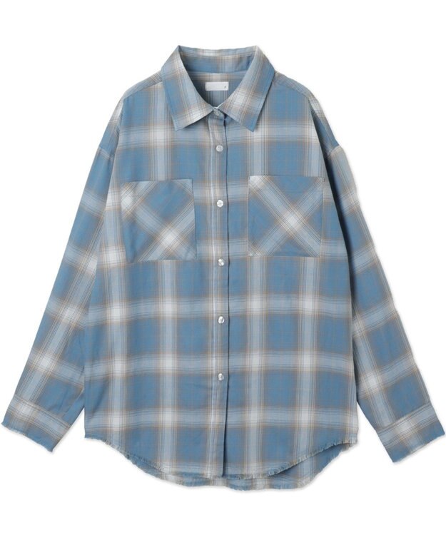 WEGO チェックBIGシャツ サックス