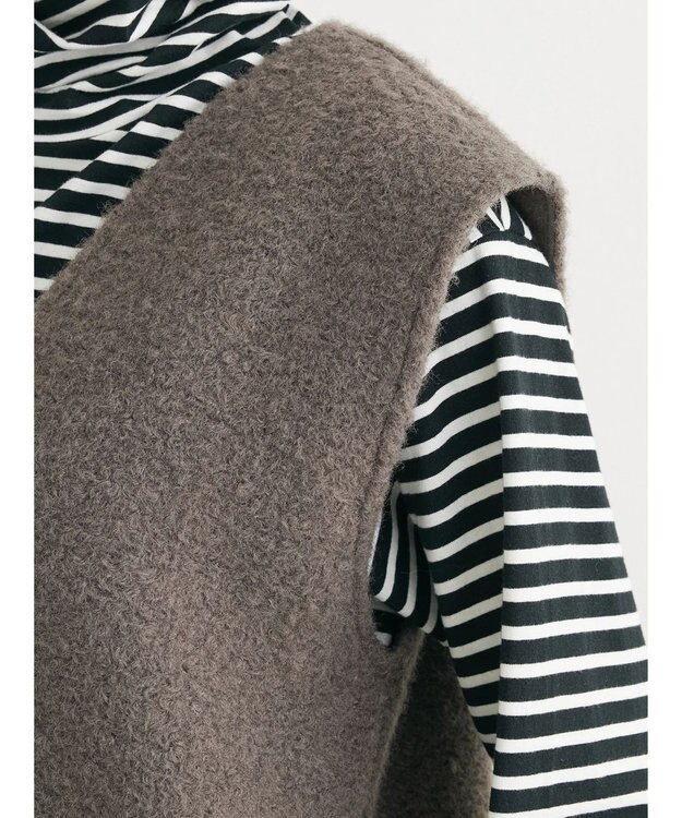 Green Parks ・ＥＬＥＮＣＡＲＥ　ＤＵＥ　ブークレＶネックジャンスカ Charcoal Gray