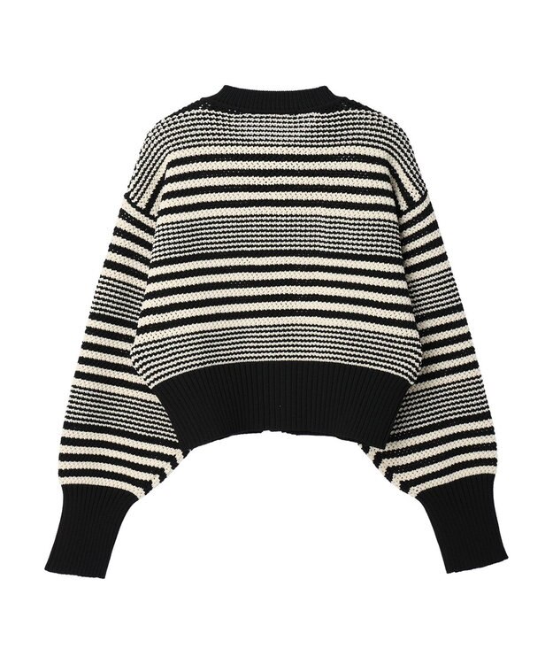 Green Parks ・ＥＬＥＮＣＡＲＥ　ＤＵＥ　パール釦カーディガン Border Black