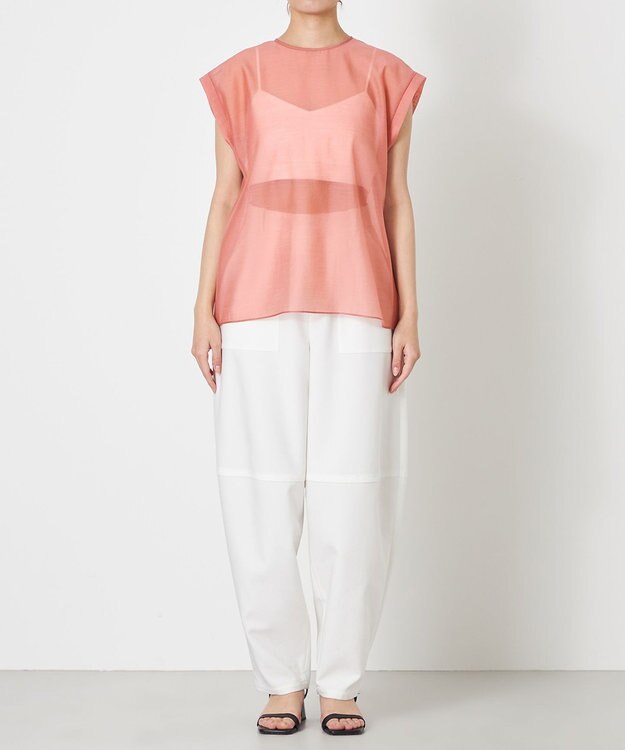 NAVE 【Nave・洗える/シアー素材】シアーリンクル ノースリーブブラウス ピンク系