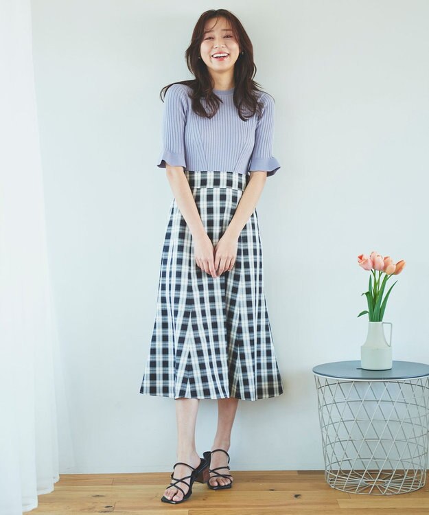 Feroux 【洗える】ニットコンビ ワンピース ブラック系2