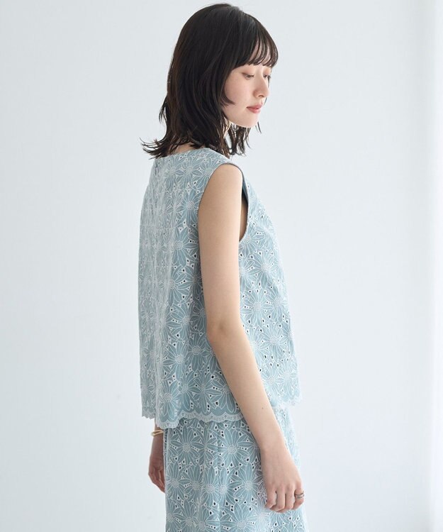 YECCA VECCA フラワーレースブラウス Light Blue