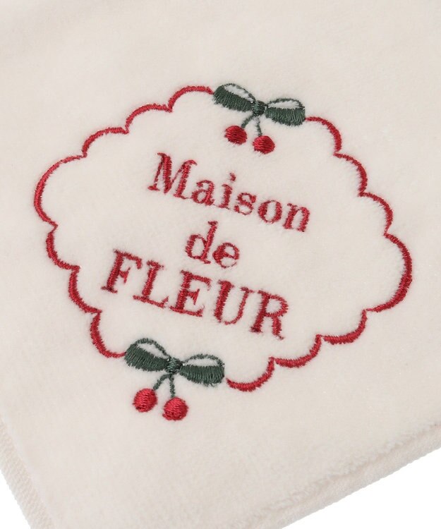Maison de FLEUR チェリー刺繍タオルハンカチ Ivory