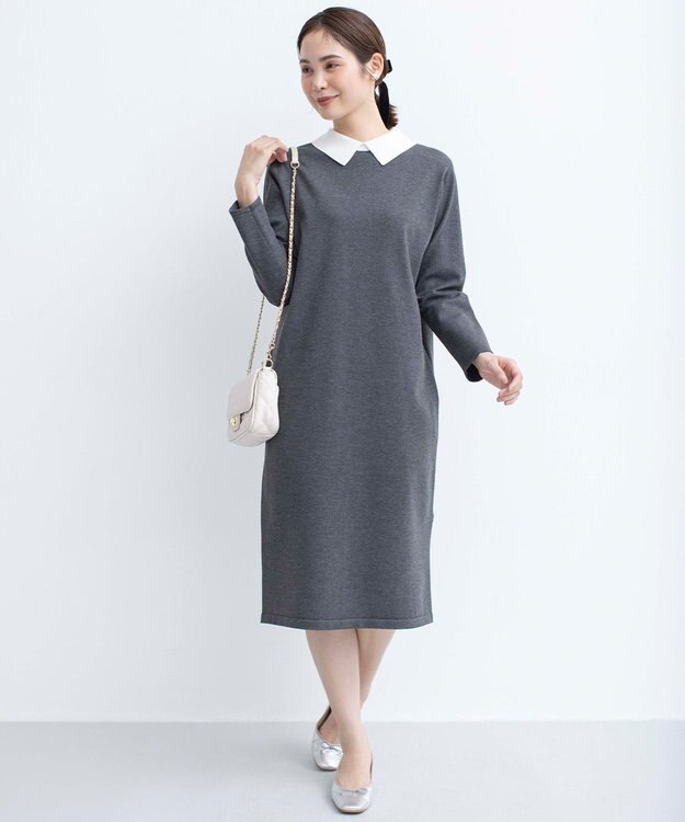 組曲 【新色追加！】Elena襟付き ニットワンピース グレー系8