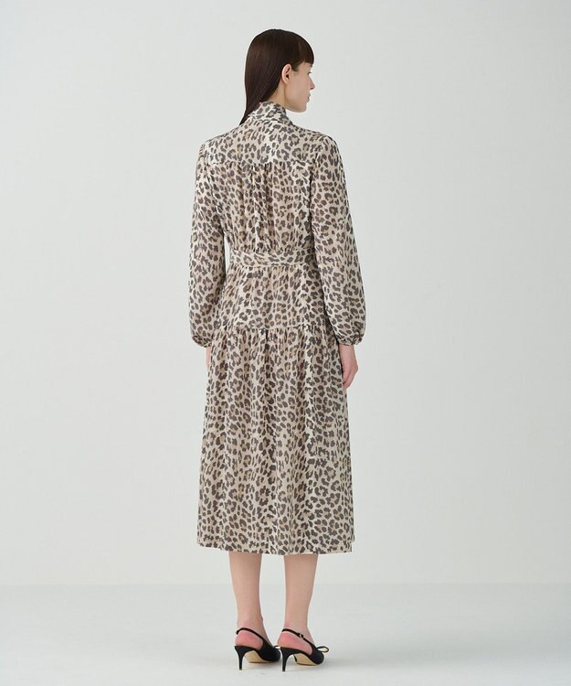 GRACE CONTINENTAL レオパードドレープドレス ベージュ