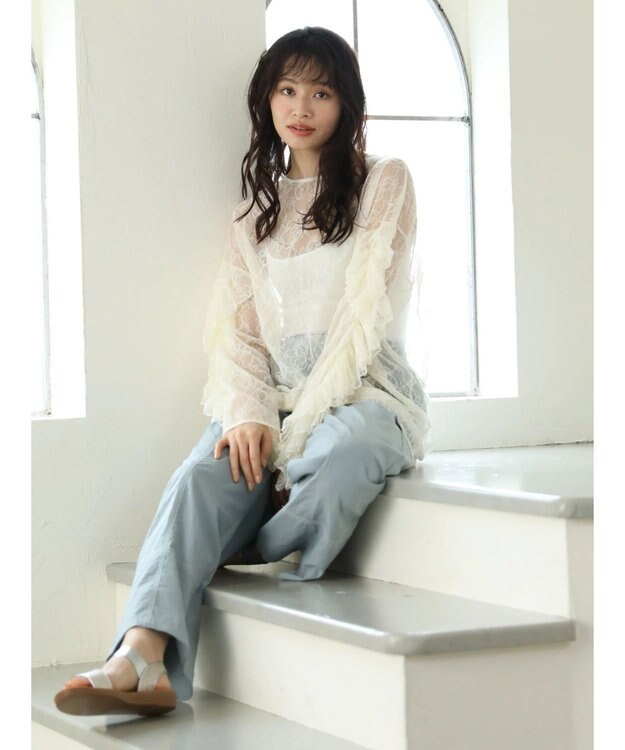 Green Parks ・ＡＮＤ　ＳＥＡＲＣＨ　レーシーラッフルスリーブチュニック Ivory