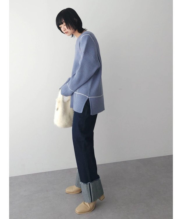 Green Parks ・Ｐｅｔｉｔ　Ｆｌｅｕｒ　Ｖネックラインニットチュニック Blue