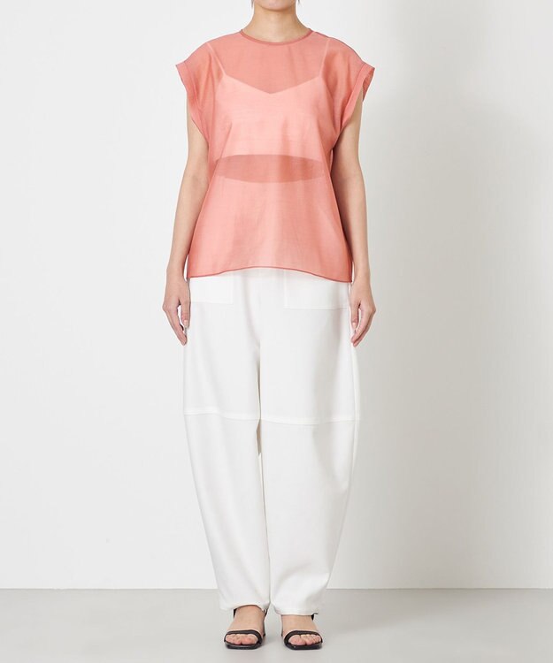 NAVE 【Nave・洗える/シアー素材】シアーリンクル ノースリーブブラウス ピンク系