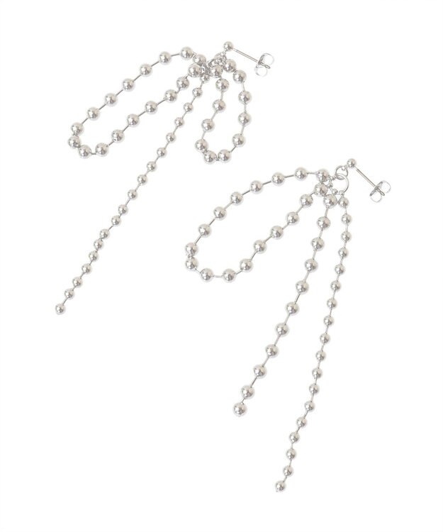 AMERICAN HOLIC ボールチェーンリボンピアス Silver