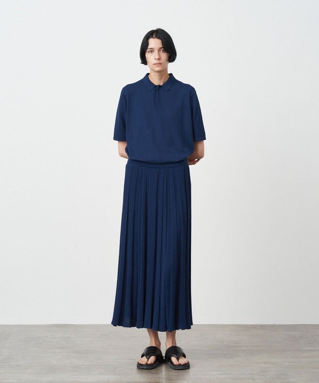 ATON RECYCLED FRESCA COTTON | ポロシャツ NAVY