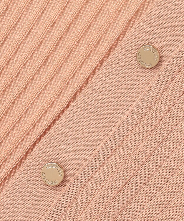 J.PRESS LADIES 【洗える・イージーケア】 SYNTHETIC BASIC ワイドリブ クルーネック カーディガン ライトオレンジ系