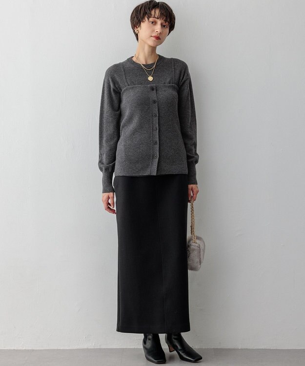 23区 S 【洗える】レイヤードビスチェ ニット グレー系