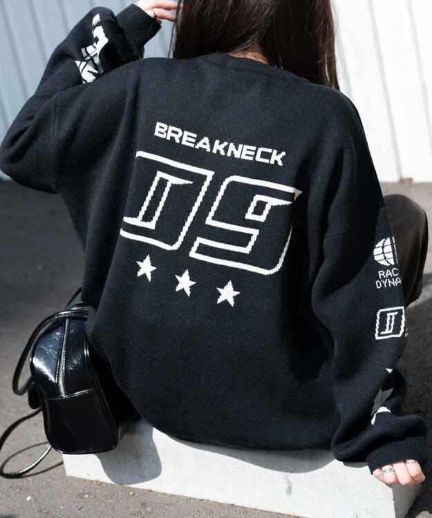 WEGO スポーツグラフィックジャガードニット ブラック