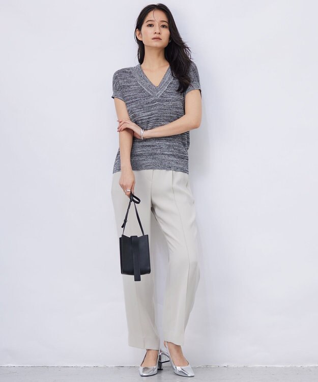 ICB L 【洗える】ライトダブルクロス ストレートパンツ トープ系