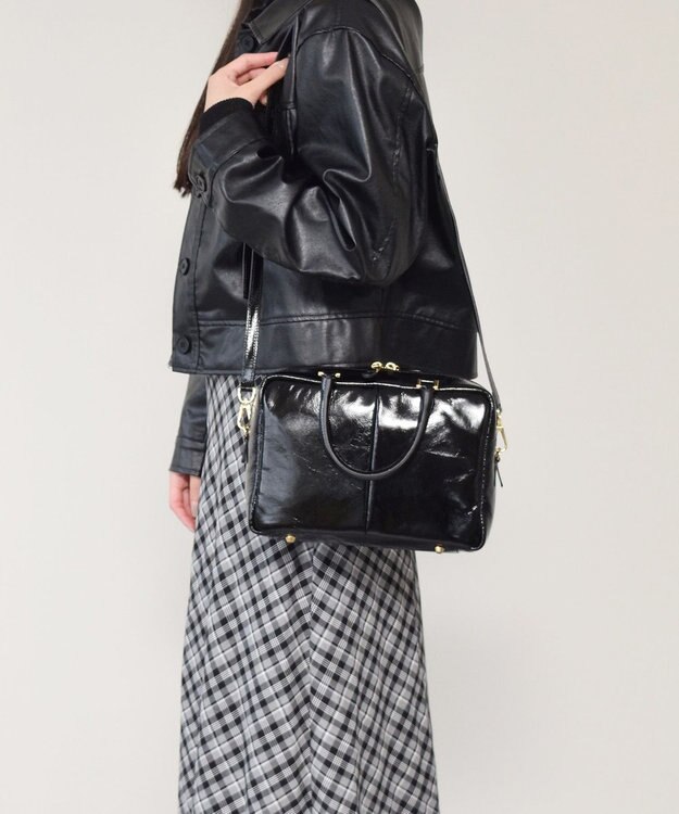 INTER-CHAUSSURES 【CHRISTIAN VILLA】センターシームハンドバッグ ブラック