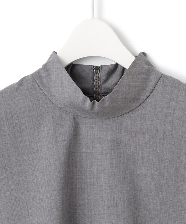 ICB 【洗える】Ｔ/Ｗブロード ハイネックブラウス ライトグレー系