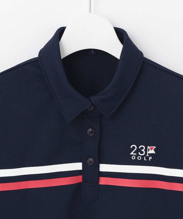 23区GOLF 【WOMEN】【吸水速乾/UVケア】エイトロックカノコ 半そで ポロシャツ ネイビー系